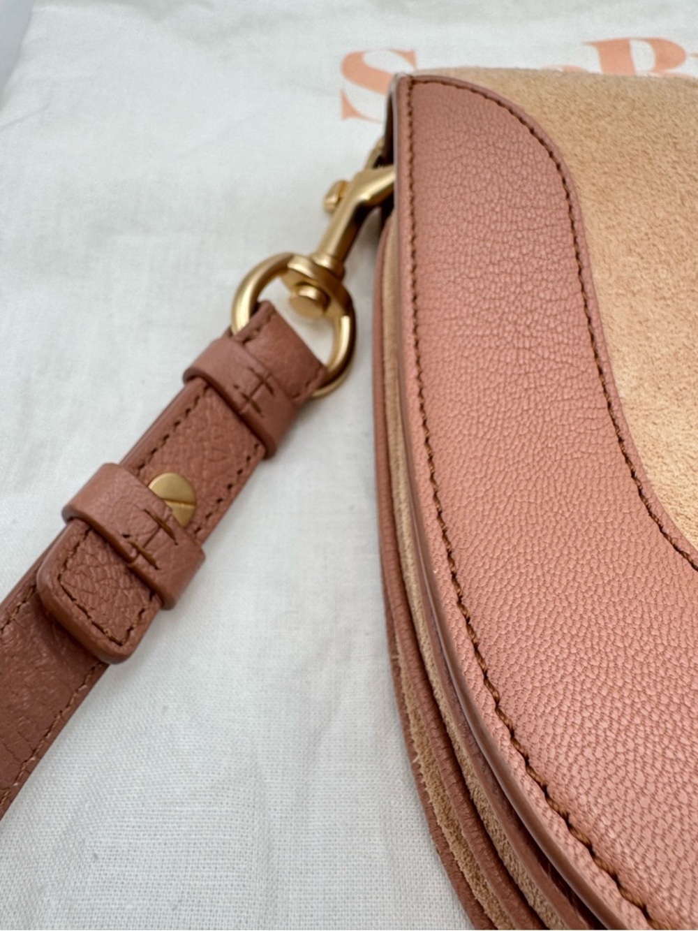See By Chloé Hana Crossbody Bag Blush Pink Leather Suede Ring Hardware Dust Bag - Picture 3 of 10